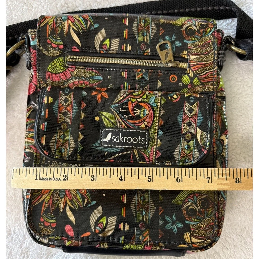 Sak Roots Purse Crossbody Bag Coated Eco Twill Floral Print Multicolored